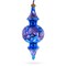 Cobalt Blue Floral Double-Ended Finial Drop Glass Christmas Ornament